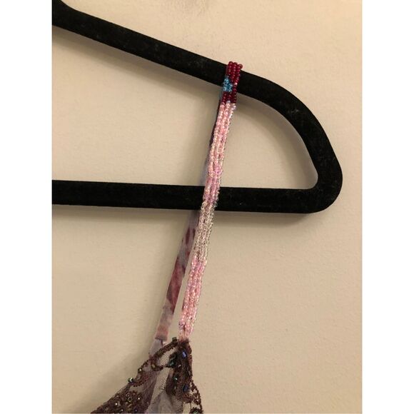 Y2K INC 100%Silk beaded & sequined tank top 14 / L Fairy whimsigoth romantic - Picture 6 of 12